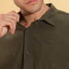 HERE&NOW Spread Collar Slim Fit Corduroy Casual Shirt