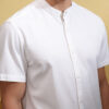 HIGHLANDER Men Band Collar Solid Cotton Casual Shirt