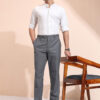 Highlander Men Dobby Textured Solid Mandarin Collar Shirt