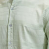Highlander Men Mint Dobby Textured Striped Mandarin Collar Casual Regular Fit Shirt