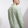 Highlander Men Mint Dobby Textured Striped Mandarin Collar Casual Regular Fit Shirt
