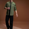 HIGHLANDER Men Olive Green Slim Fit Solid Casual Shirt