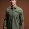 HIGHLANDER Men Olive Green Slim Fit Solid Casual Shirt