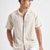 HIGHLANDER Men Relaxed Fit Textured Cuban Collar Cotton Casual Shirt