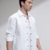 HIGHLANDER Men Solid Quilted Jacquard Textured Relaxed Overshirt