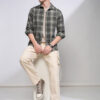 HIGHLANDER Men Textured Casual Checked Slim FIt Shirt