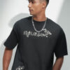 HIGHLANDER Men Typography Printed Round Neck Oversized T-shirt
