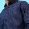 HIGHLANDER Men Vertical Stripes Cutaway Collar Chest Pocket Casual Shirt