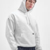 HIGHLANDER Men White Melange Over Sized Drop Shoulder Hooded Sweatshirt
