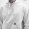 HIGHLANDER Men White Melange Over Sized Drop Shoulder Hooded Sweatshirt