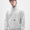 HIGHLANDER Men White Melange Over Sized Drop Shoulder Hooded Sweatshirt