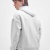 HIGHLANDER Men White Melange Over Sized Drop Shoulder Hooded Sweatshirt