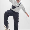 HIGHLANDER Men White Melange Over Sized Drop Shoulder Hooded Sweatshirt