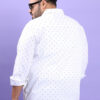 HIGHLANDER Plus Size White Micro Ditsy Printed Spread Collar Cotton Casual Shirt