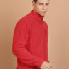 HIGHLANDER Red Mock Collar Front-Open Sweatshirt