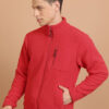 HIGHLANDER Red Mock Collar Front-Open Sweatshirt