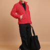 HIGHLANDER Red Mock Collar Front-Open Sweatshirt