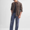 HIGHLANDER Relaxed Fit Textured Cutaway Collar Cotton Casual Shirt