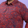 HIGHLANDER Rust & Blue Ethnic Printed Plus Size Cotton Casual Shirt