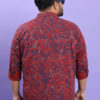 HIGHLANDER Rust & Blue Ethnic Printed Plus Size Cotton Casual Shirt