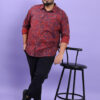 HIGHLANDER Rust & Blue Ethnic Printed Plus Size Cotton Casual Shirt