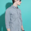 HIGHLANDER Slim Fit Typography Printed Spread Collar Cotton Casual Shirt