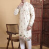 House of Pataudi Men Printed & Embroidered Cotton Straight Kurta