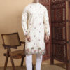 House of Pataudi Men Printed & Embroidered Cotton Straight Kurta