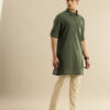House of Pataudi Shirt Collar Roll-Up Sleeves Thread Work Detail Pure Cotton Jashn Kurta