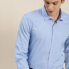 INVICTUS Men Easy Care Blue & White Self Design Formal Shirt