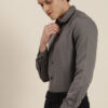 INVICTUS Men Easy Care Grey & Black Self Design Formal Shirt