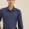 INVICTUS Men Easy Care Navy Blue & White Checked Formal Shirt