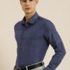 INVICTUS Men Easy Care Navy Blue & White Checked Formal Shirt