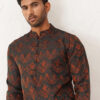 Jompers Ethnic Motifs Printed Mandarin Collar Silk & Cotton Straight Kurta
