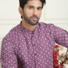 Jompers Floral Embroidered Mandarin Collar Silk Straight Kurta