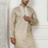 Jompers Floral Embroidered Mandarin Collar Thread Work Straight Cotton Silk Kurta