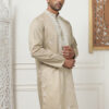 Jompers Floral Embroidered Mandarin Collar Thread Work Straight Cotton Silk Kurta