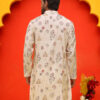 Jompers Floral Printed Mandarin Collar Silk Cotton Straight Kurta