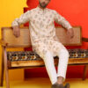 Jompers Floral Printed Mandarin Collar Silk Cotton Straight Kurta