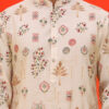 Jompers Floral Printed Mandarin Collar Silk Cotton Straight Kurta