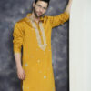Jompers Geometric Embroidered Mandarin Collar Mirror Work Cotton Silk Straight Kurta