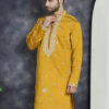Jompers Geometric Embroidered Mandarin Collar Mirror Work Cotton Silk Straight Kurta