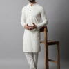 Jompers Men Cream-Coloured Ethnic Motifs Embroidered Cotton Kurta