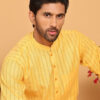 Jompers Striped Mandarin Collar Pure Cotton Straight Kurtas