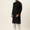 Kryptic Men Black Solid Cotton Straight Kurta