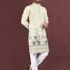 KURTA WALLAH Men Geometric Printed Thread Work Floral Kurta