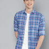 Mast & Harbour Men Blue & White Regular Fit Checked Casual Shirt