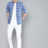 Mast & Harbour Men Blue & White Regular Fit Checked Casual Shirt
