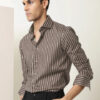 MISCHIEF MONKEY Classic Striped Cotton Spread Collar Curved Formal Shirt