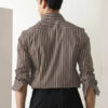 MISCHIEF MONKEY Classic Striped Cotton Spread Collar Curved Formal Shirt